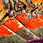 Título:  Ala das Damas
Coleção Semba
Técnica - Técnica Mista
Dimensões 40 x 60
Acervo Casa de Cultura Tainã
Ano 2012